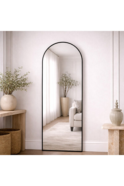 Roots Furniture مرآة الجسم السوداء المقوسة