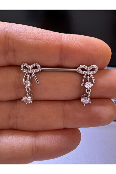 Arescollection 1 ADET ZİRKON TAŞLI NİPPLE MEME UCU PİERCİNGİ