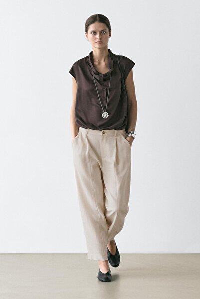 Massimo Dutti Elastik belli dökümlü pantolon