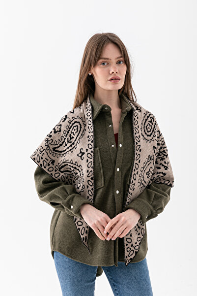 Wega Moda Women's Triangle Patterned Reversible Knit Shawl