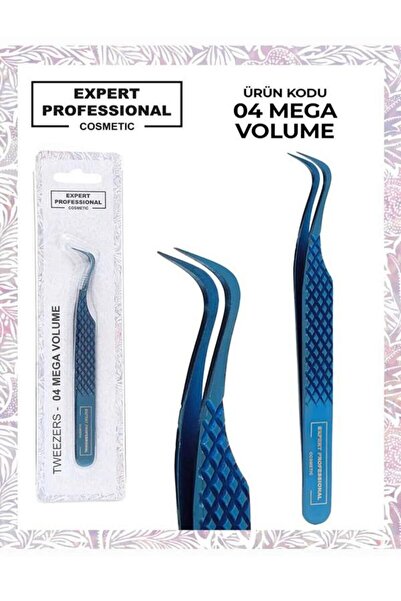 Expert Professional 04 Mega Volume Kirpik Cımbızı – Kavisli Uç, Fan Alma Kola...