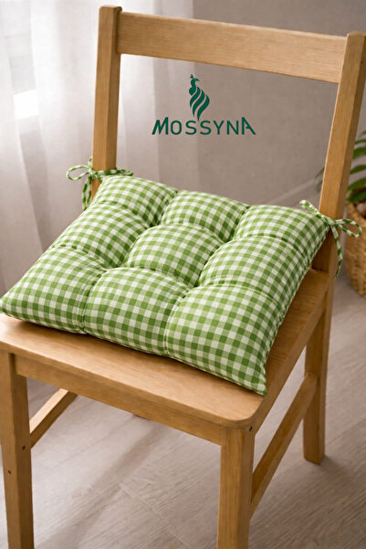 Mossyna Premium Duck Bezi Gingham 40X40 Cushion Beaded Silicone Chair Cushion...