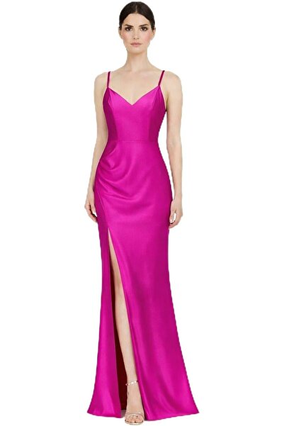 CHEVALIER FASHION Women’s Elegant Satin Maxi Dress – Spaghetti Strap V-Neck S...