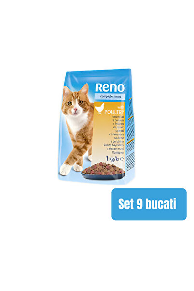 Reno SET 9 PIECES - Cat Dry Food with Chicken Flavor 1Kg