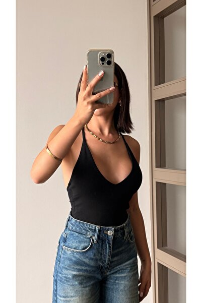 Eliz design Sırtı Çapraz Askılı Siyah Body