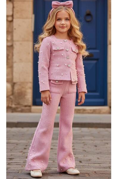 Riccotarz Girl's Pearl Embroidered Jacket with Pocket Detail, Knitwear with P...