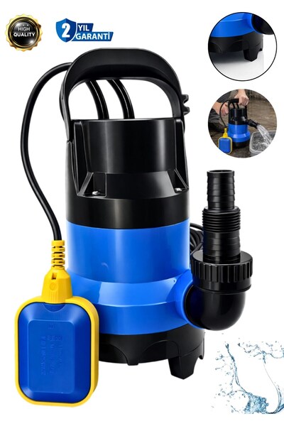 MOONSHOP 750 Watt Metal Bıçak Bakır Sargı Kirli Su Dalgıç Pompası Yüksek Perm...