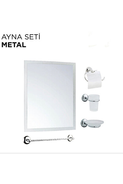 izmiryapımarket Ayna Seti- Banyo Seti Metal