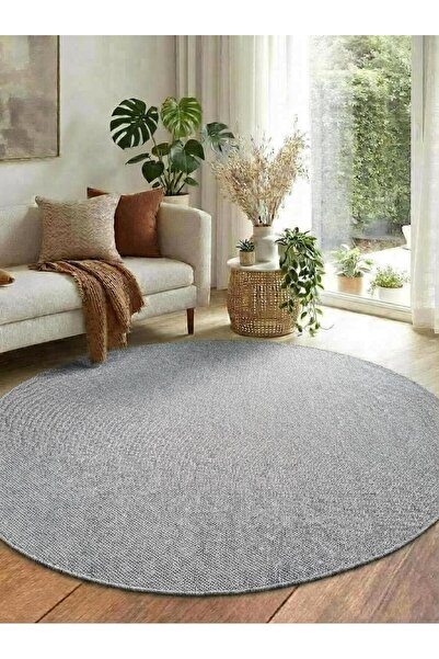 SARAZ HALI Yuvarlak SİSAL Elit 1016 Gri Hasır Görünümlü Modern Salon Oturma O...