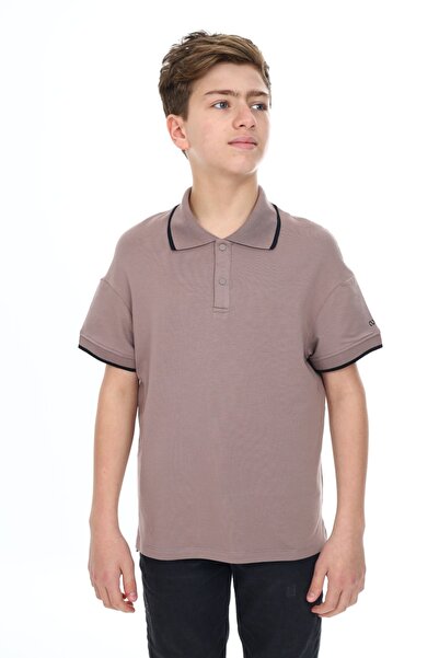 Toontoy Boy's Printed Polo Neck Buttoned Short Sleeve T-Shirt
