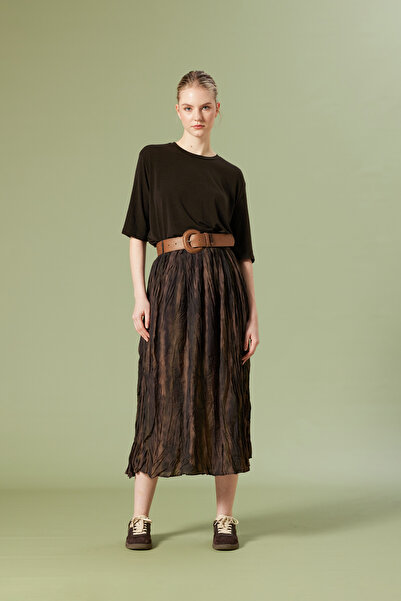 Nisan Patterned Belted Skirt