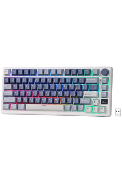 ROYAL KLUDGE Tastatură de gaming, switch argintiu, RGB, wireless 2.4Ghz, Blue...