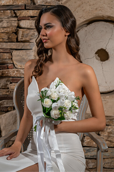 Simay Aksesuar ISLAK LALE DOKULU EL BUKETİ,GELİN EL BUKETİ ,İNCİLİ EL BUKETİ