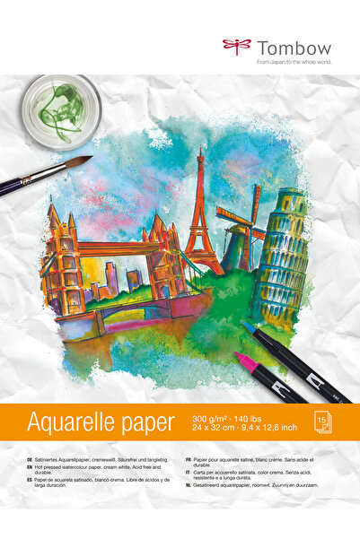 Tombow Χαρτί ακουαρέλας 24 x 32 cm, 15 φύλλα, 300 g/m²