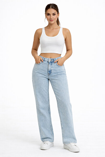 connemara Jeans Women's Blue High Waist Straight Fit Jean Pants
