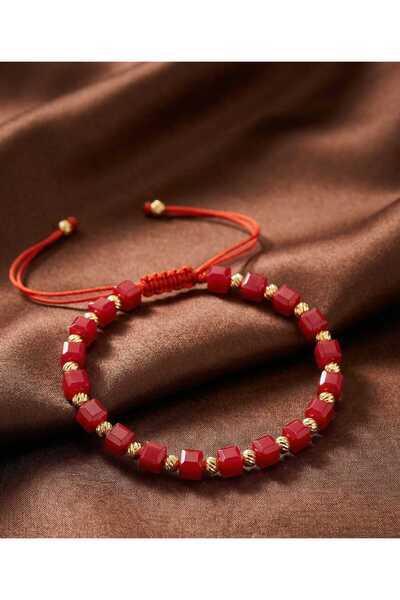 Handmade Bratara Reglabila - Red & Gold