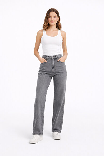 connemara Jeans Kadın Gri Yüksek Bel Regular Fit Denim Pantolon