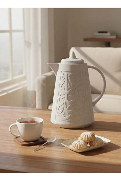 Gazella قارورة شاي/قهوة بيج سعة 1 لتر بزجاج البوروسيليكات من الداخل