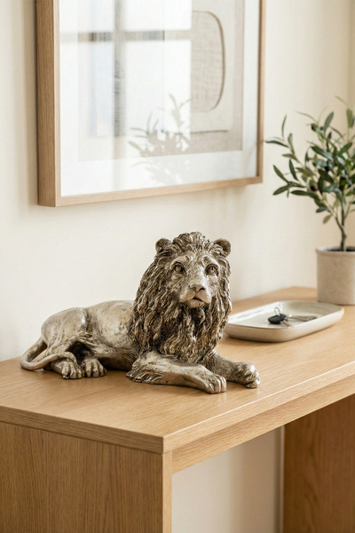 bakan hediyelik NEMEA Yatan Aslan Figürlü Dekoratif Biblo Ev Ofis Masaüstü De...