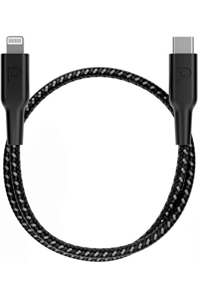 Powerology كابل MFI مضفر من النوع C إلى Lightning بطول 30 سم - أسود