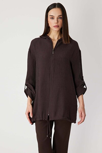 ON Kendinden Desenli Kapüşonlu Hırka