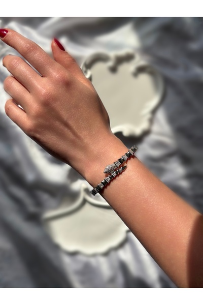 lesuvera VIP Gümüş Yılan Kelepçe Bilezik 14K