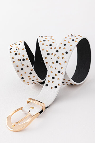 Pantastic Jeans 3.5 Gold Stone-Studded Suede Faux Leather Stylish Women's Wai...