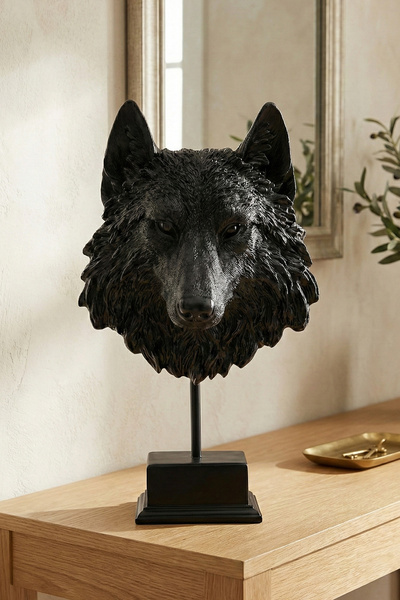 bakan hediyelik BÖRÜ Kaideli Kurt Başı Büst Dekoratif Biblo Ev Ofis Masaüstü ...