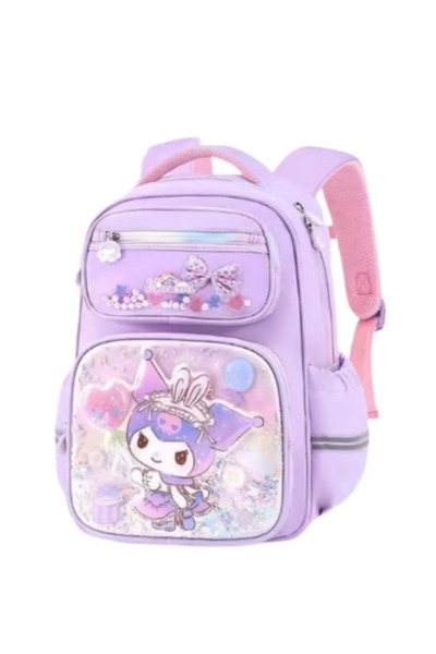 SANRIO حقيبة ظهر مدرسية بتصميم لامع لشخصيات كرتونية من ماي ميلودي، وكورومي، و...