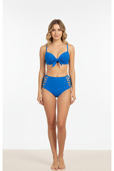 Adel swimwear Çapraz Biyeli Yüksek Bel Bikini Takımı