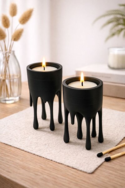 exemum EXEPAZAR Eriyen Form Tasarımlı Modern Dekoratif Tealight Mumluk Seti 2...