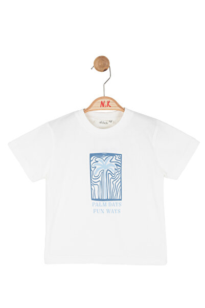 NK Baby Boy Palm Days Tshirt 1-4 Years Ecru-Blue