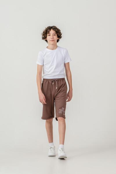 Mışıl Kids شورت دبل باجليت نيويورك مطرز للأولاد