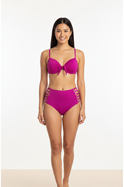 Adel swimwear Çapraz Biyeli Yüksek Bel Bikini Takımı