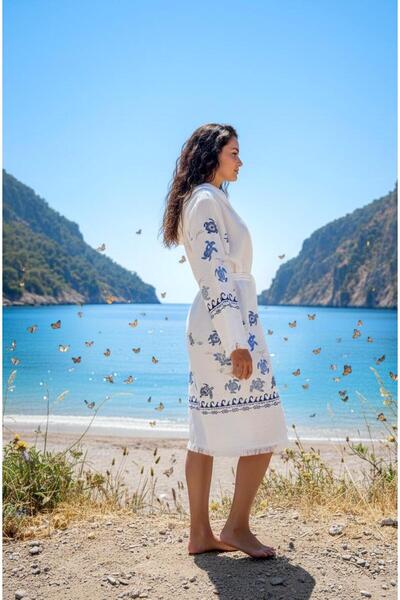 tarzQeen peştemal Bambu mavi çınar Müslin kapşonlu unisex bornoz plaj otel ha...