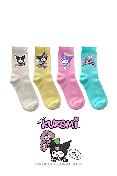 Girlboss Kawaii Kuromi 4-Pack Soft Colored Socks