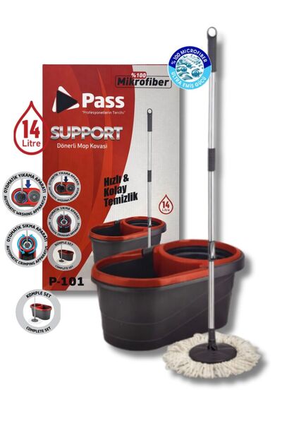 PASS Döner Başlıklı Mop Seti / 14 Litre SUPPORT