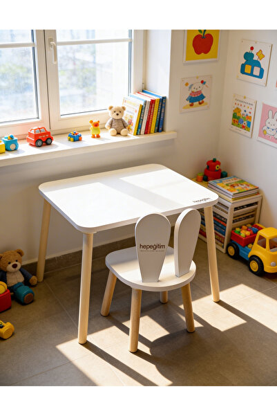 hepeğitim Ahşap Ders Çalışma Masası - Çocuk Aktivite Masası