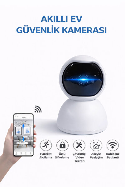 BLUE İNTER Akıllı WiFi Güvenlik Kamerası 360° Dönebilen Gece Görüşlü Çift Yön...