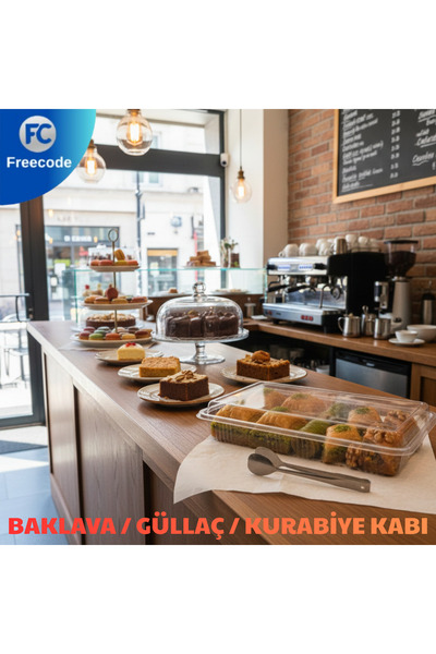 Freecode Leak-Proof Baklava and Gülleç Container with Transparent Lid Plastic...