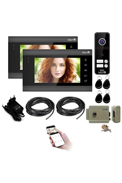 MMD Kit videointerfon inteligent WiFi 2 monitoare 7" HD Mentor SYKT005 cu con...