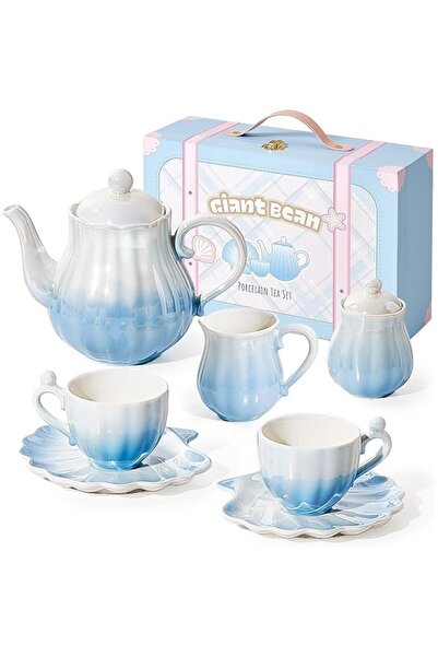 OEM Porcelain teapot set, Giant Bean Princess Royal, Gradient Blue colour, ch...