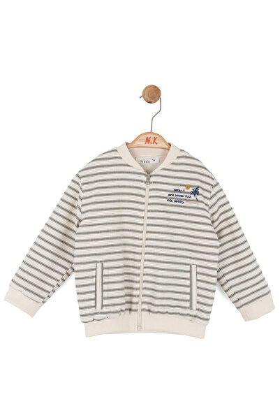 NK سترة مخططة للأطفال الأولاد من سن 1-4 سنوات باللون الكاكي