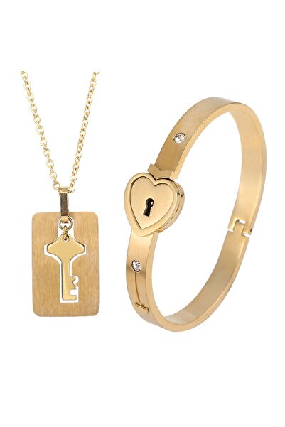 EFAYN.RO Heart bracelet and key chain set, gold, EFAYN