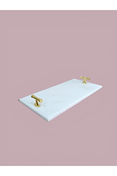 FARALYAHOME Tavă din marmură naturală 30x15 cm Tavă Taju Gold pentru prezenta...