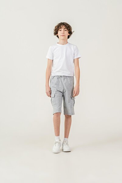 Mışıl Kids Double Cargo Pockets Left Pocket Cover Printed Boys' Shorts
