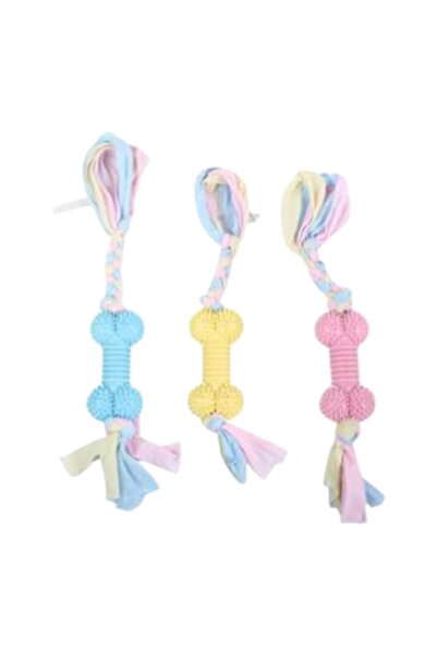 FOXMAG24 Set de 3 jucării de mestecat pentru câini, în formă de os, cu noduri...