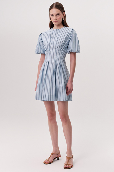 Exquise Balloon Sleeve Regular Mini Dress with Pockets at the Waist