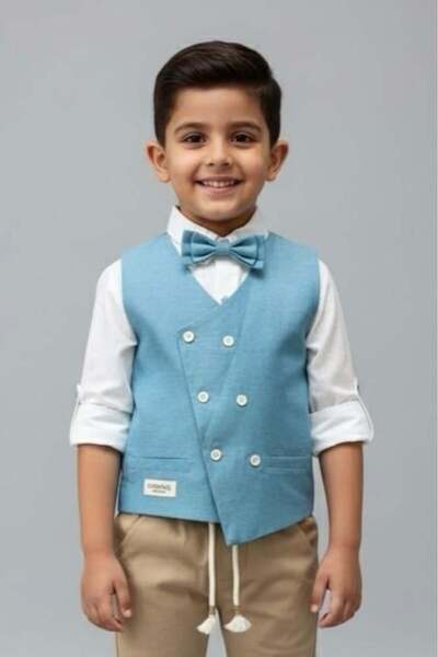Alesaei-mondo tondo Stylish classic boys' shirt with vest 4157