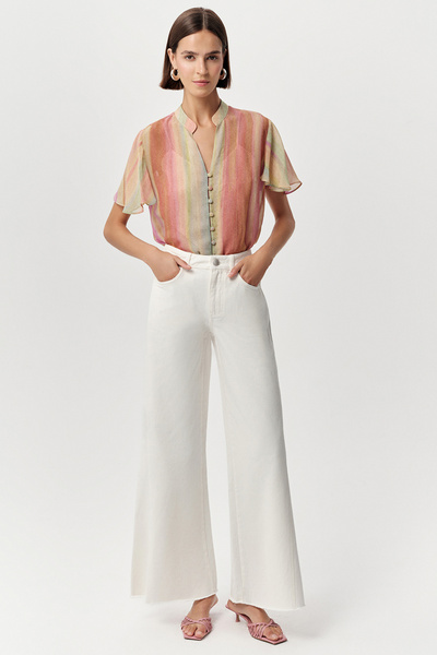 Exquise High Waist Wide Leg Regular Denim Trousers